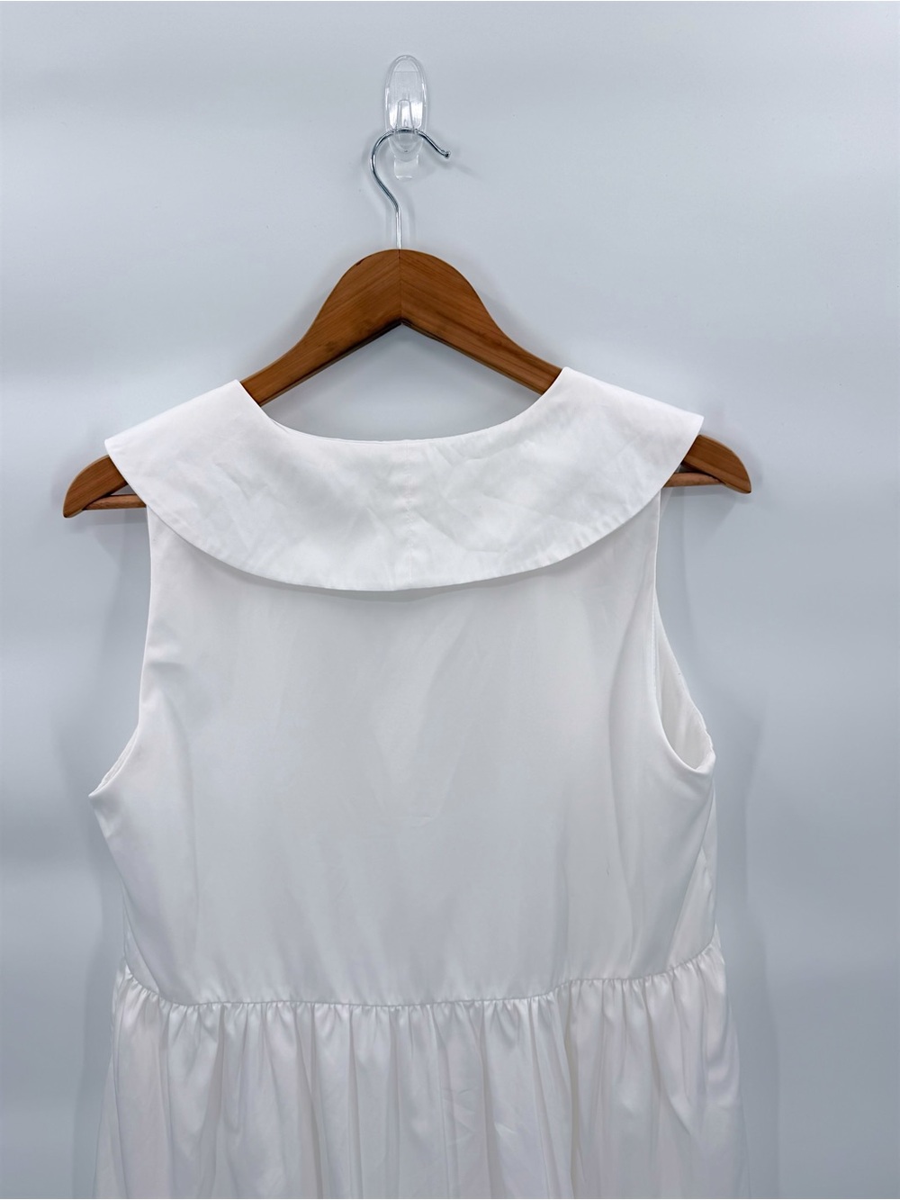 Amanda Uprichard White Tiered Mini Dress M Oversized Collar Babydoll Coastal - Picture 9 of 12